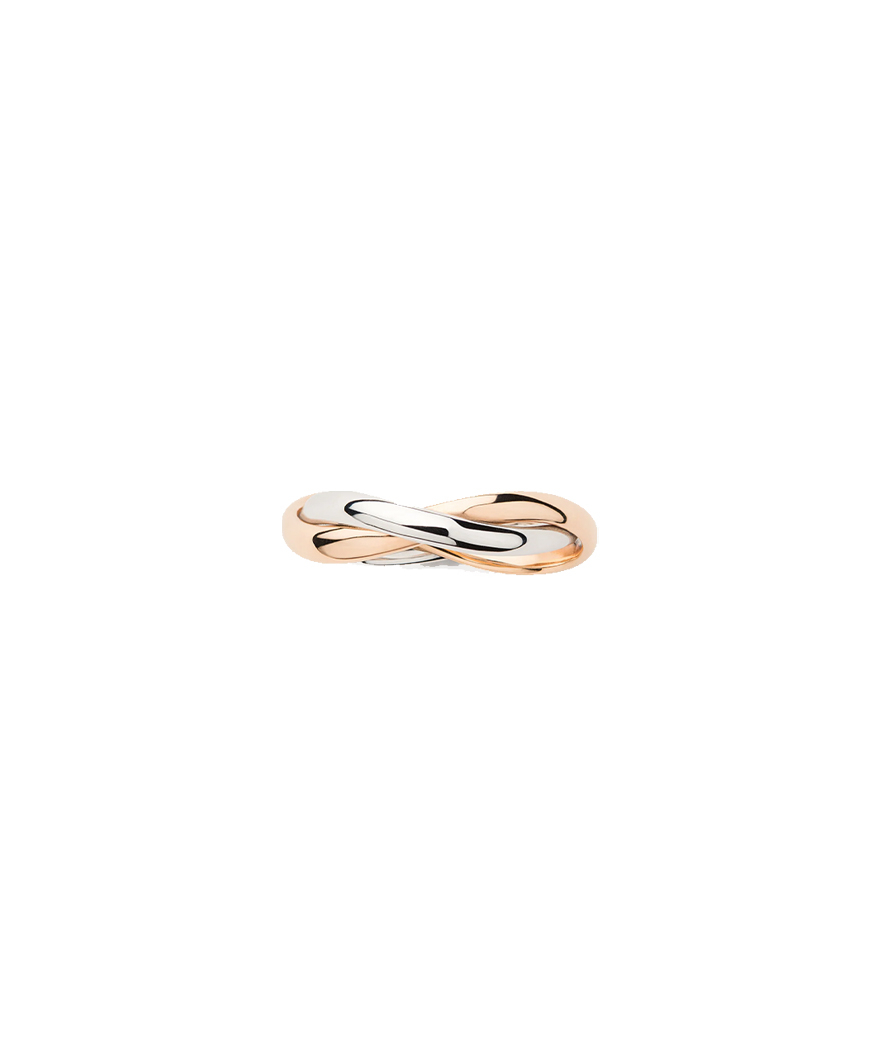 Bague Poiray Tresse or blanc et or rose