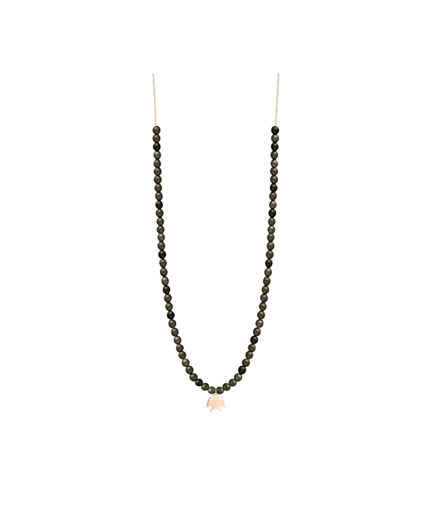 Collier Ginette NY Georgia or rose perles noires