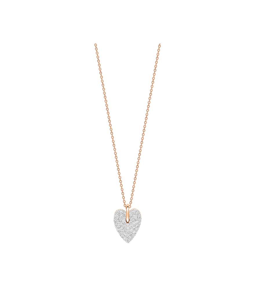 Collier Ginette NY Angèle Mini Diamond Heart or rose diamants