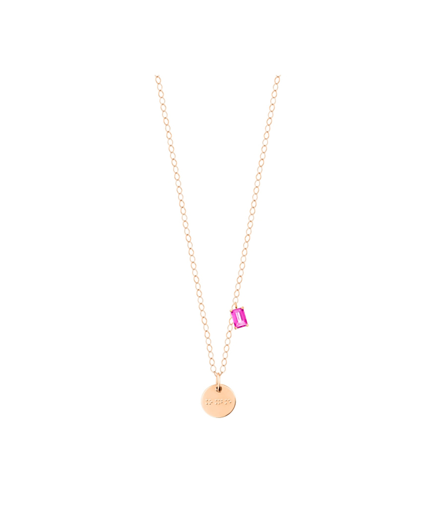 Collier Ginette NY Mini Braille or rose topaze rose