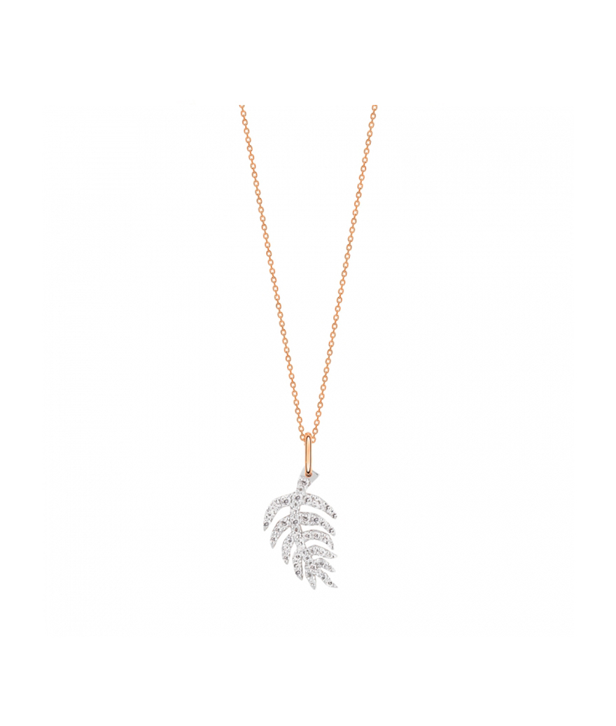 Collier Ginette NY Diamond Palms On Chain or rose et diamants