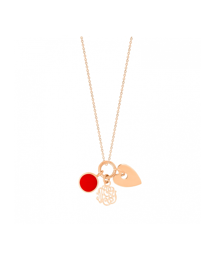 Collier Ginette NY Twenty 3 charms or rose coral