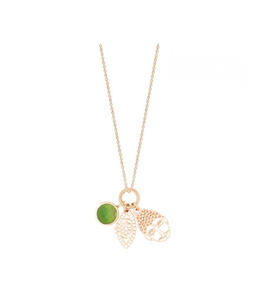 Collier Ginette NY Twenty 3 charms or rose jade