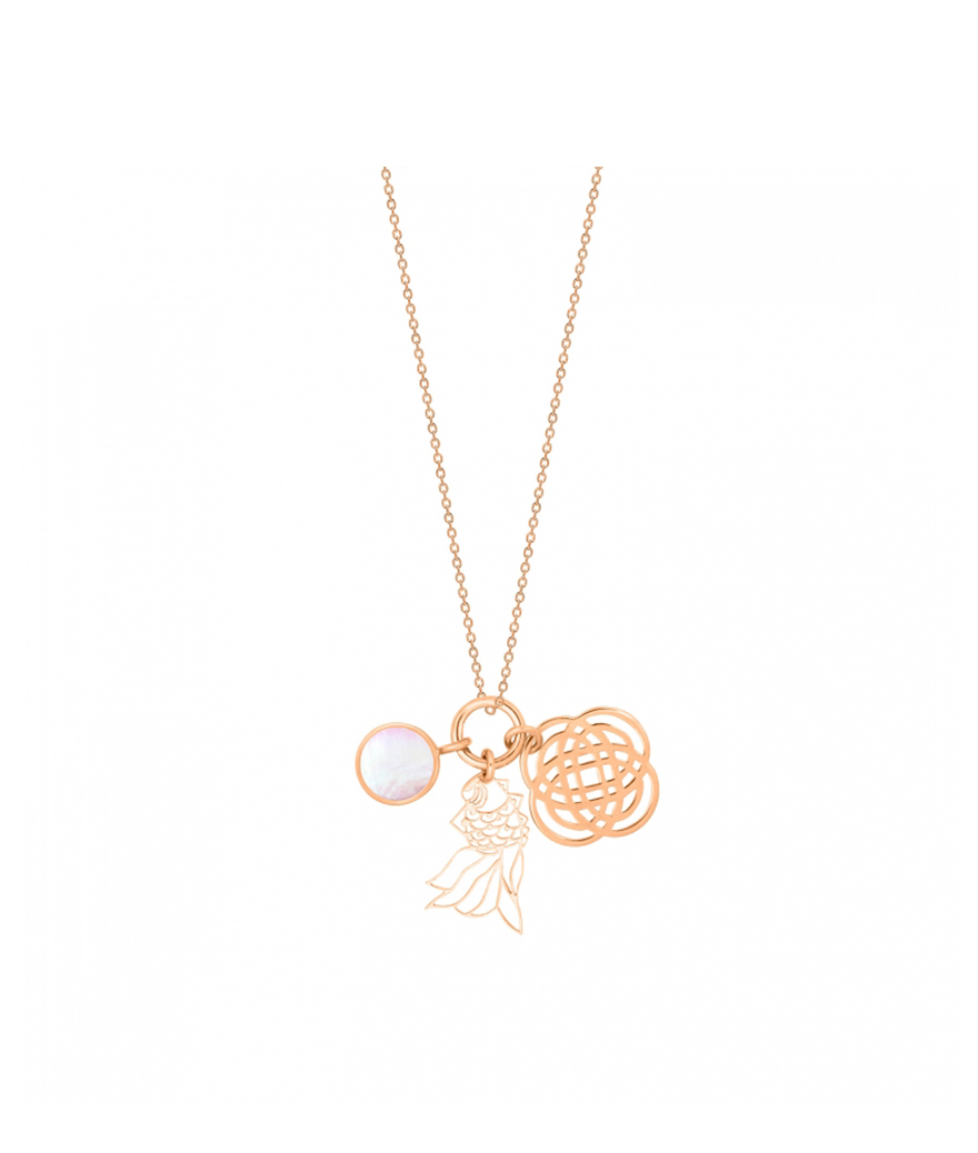 Collier Ginette NY Twenty 3 charms or rose nacre rose