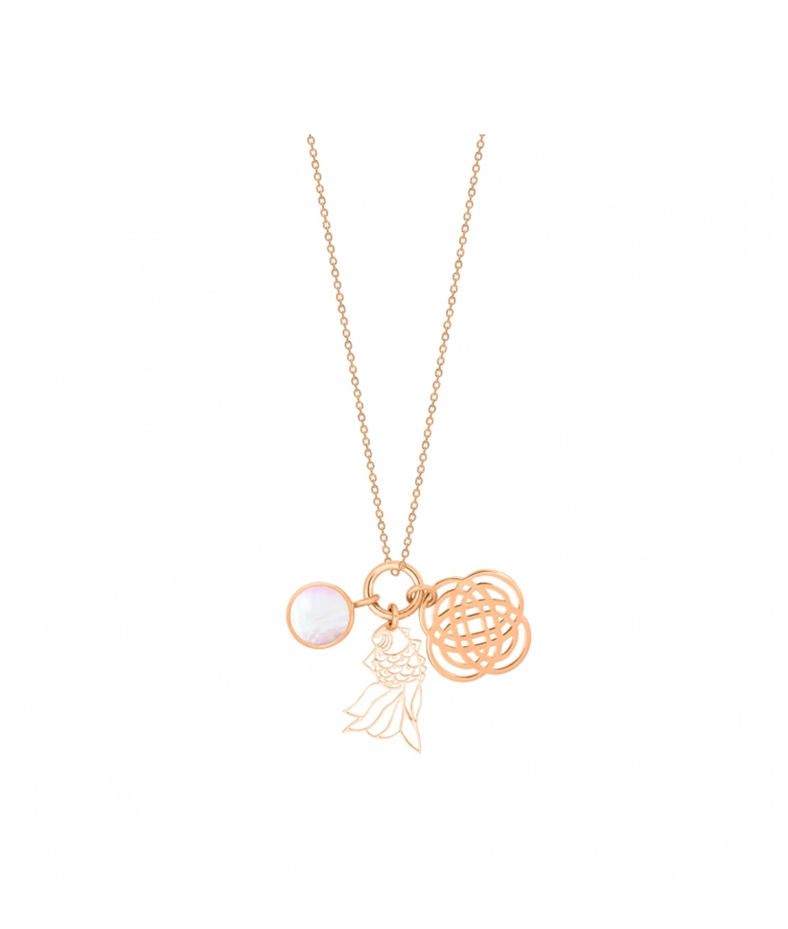 Collier Ginette NY Twenty 3 charms or rose nacre rose