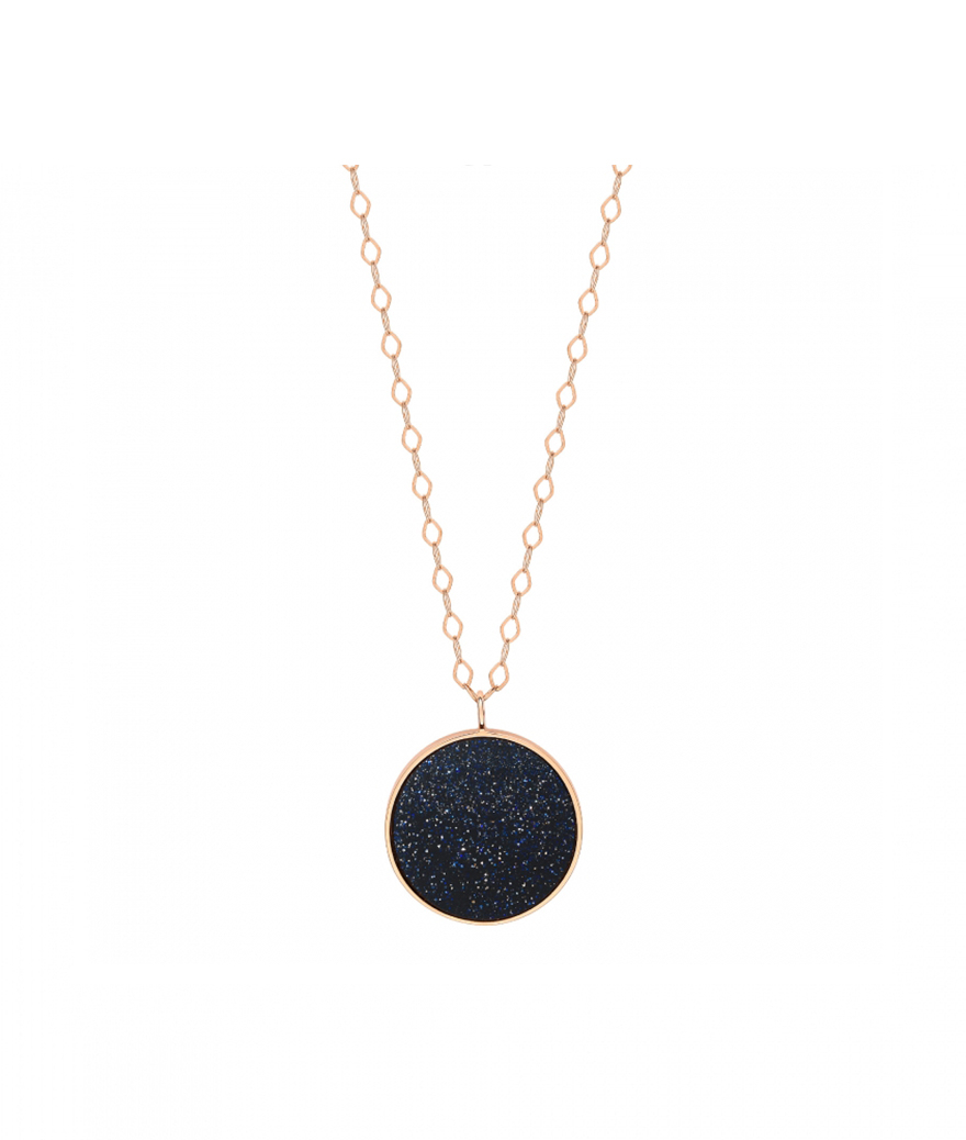 Collier Ginette NY Jumbo Ever Disc on chain or rose blue sand stone