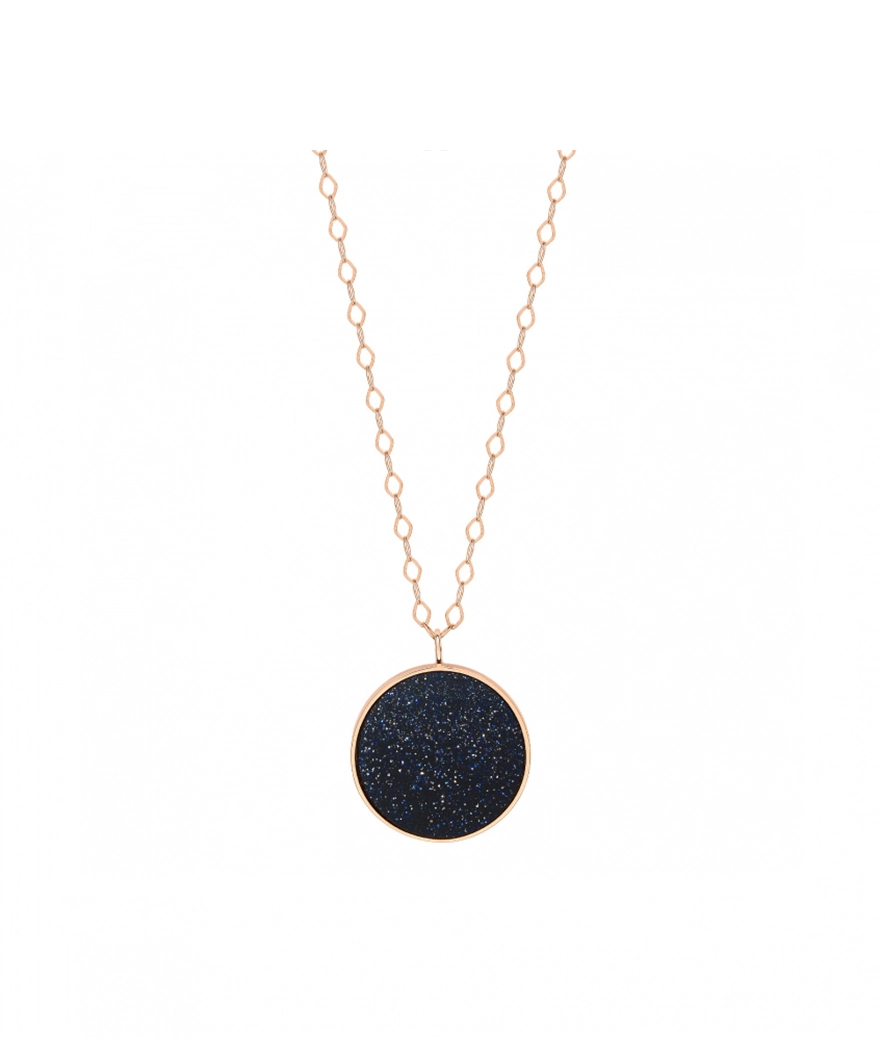 Collier Ginette NY Jumbo Ever Disc on chain or rose blue sand stone