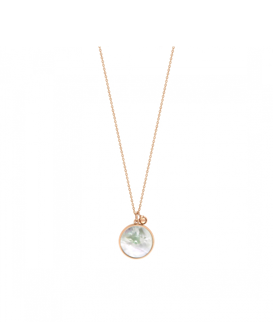 Collier Ginette NY Maria Disc or rose nacre blanche