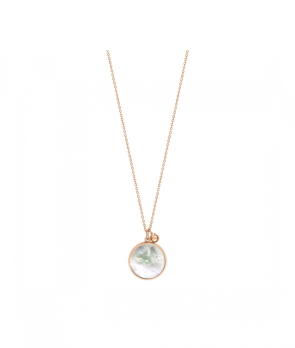 Collier Ginette NY Maria Disc or rose nacre blanche