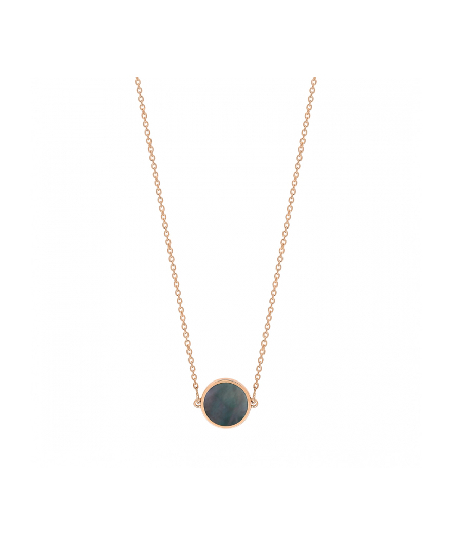 Collier Ginette NY Mini Ever Disc or rose nacre noire