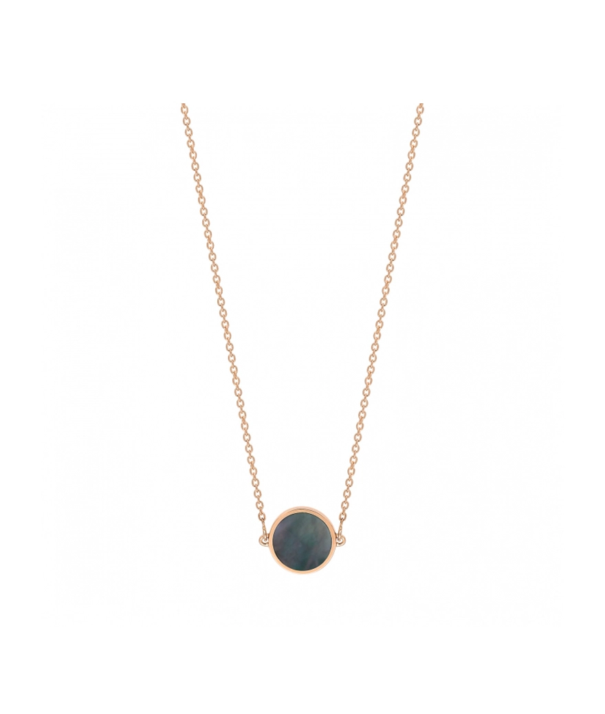 Collier Ginette NY Mini Ever Disc or rose nacre noire