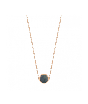 Collier Ginette NY Mini Ever Disc or rose nacre noire