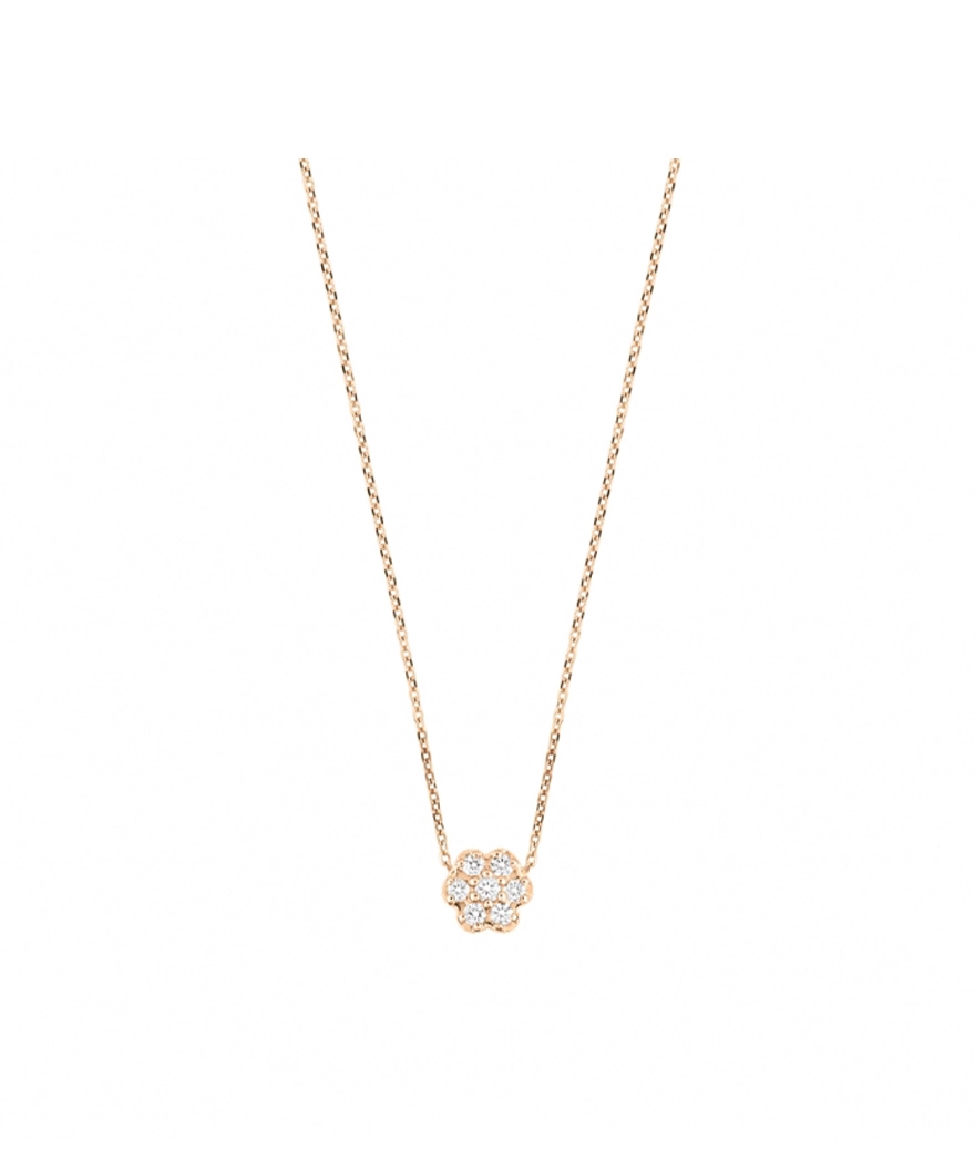 Collier Ginette NY Mini Lotus or rose diamants