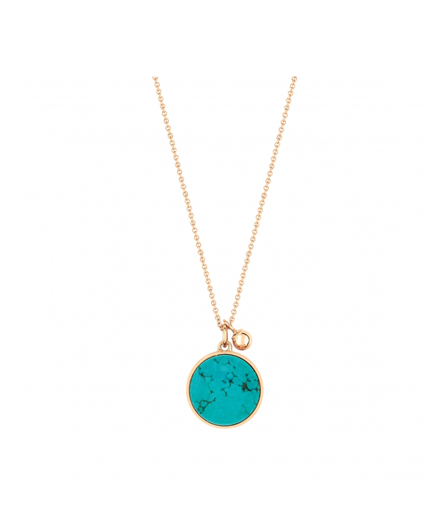 Collier Ginette NY Ever Disc on chain or rose turquoise