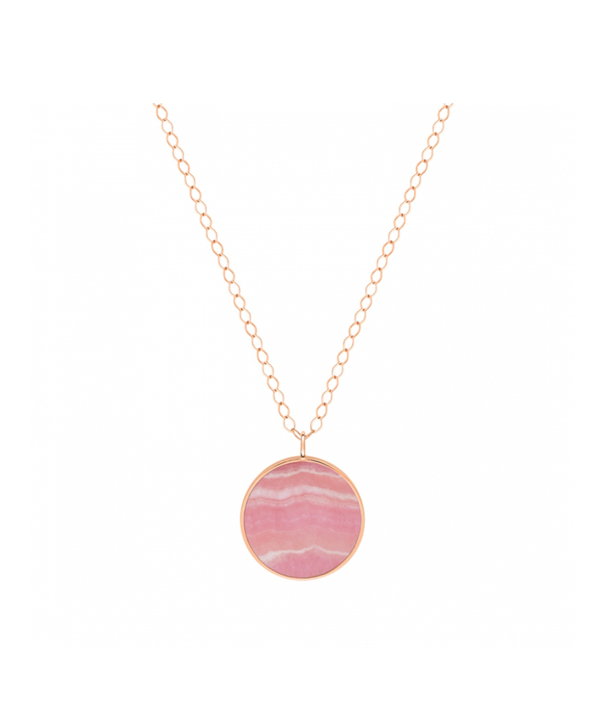 Collier Ginette NY Jumbo Ever Disc on chain or rose rhodochrosite