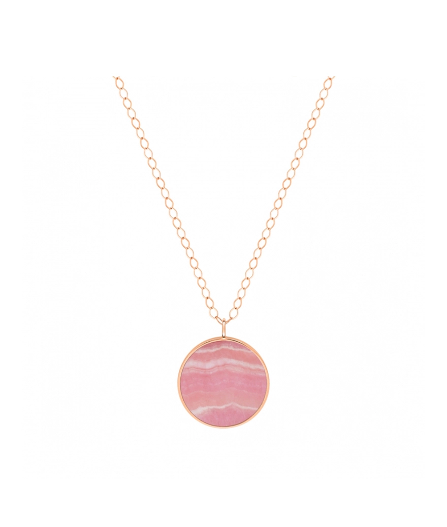 Collier Ginette NY Jumbo Ever Disc on chain or rose rhodochrosite