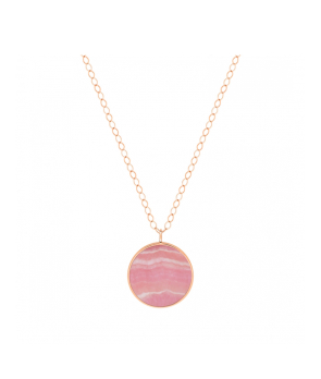 Collier Ginette NY Jumbo Ever Disc on chain or rose rhodochrosite