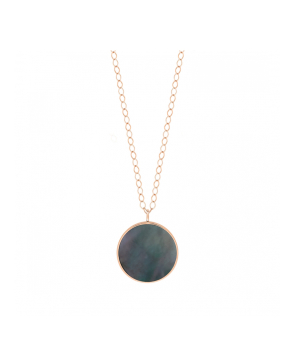 Collier Ginette NY Jumbo Ever Disc on chain or rose nacre noire